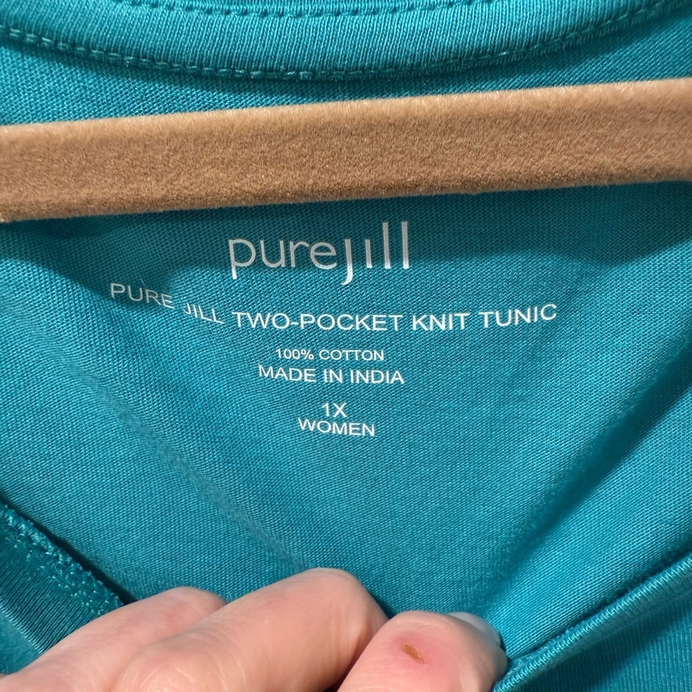J. Jill Tunic Blouse Shirt Turquoise - Picture 2 of 5